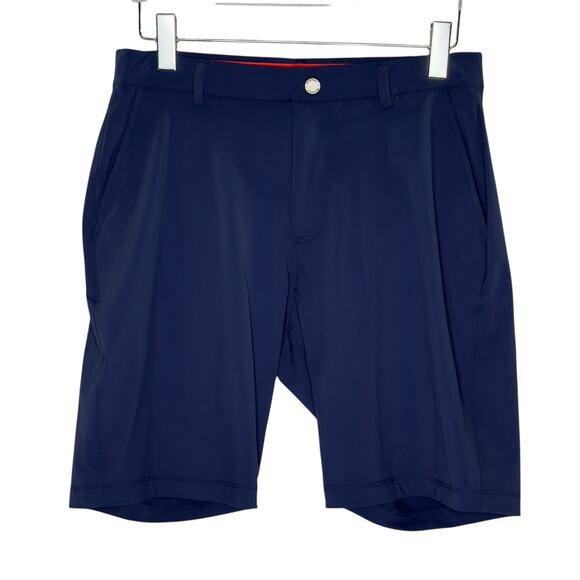 REDVANLY Mens Hanover 9” Pull On Golf Shorts M Navy Performance Active